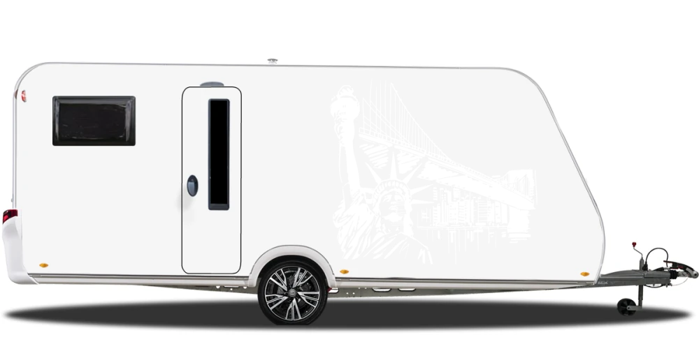 Wohnmobilaufkleber Brooklyn Bridge auf hellem Wohnwagen - Ansicht Farbauswahl