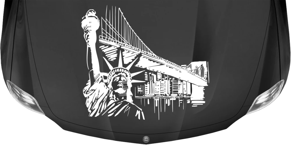 Wohnmobilaufkleber Brooklyn Bridge auf dunkler Motorhaube - Ansicht Farbauswahl