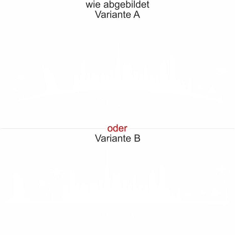 Wohnmobilsticker Skyline Dubai - Ansicht Ausrichtung mit Farbauswahl und Variante Wohnmobilsticker Skyline Dubai - Ansicht Ausrichtung mit Farbauswahl und Variante