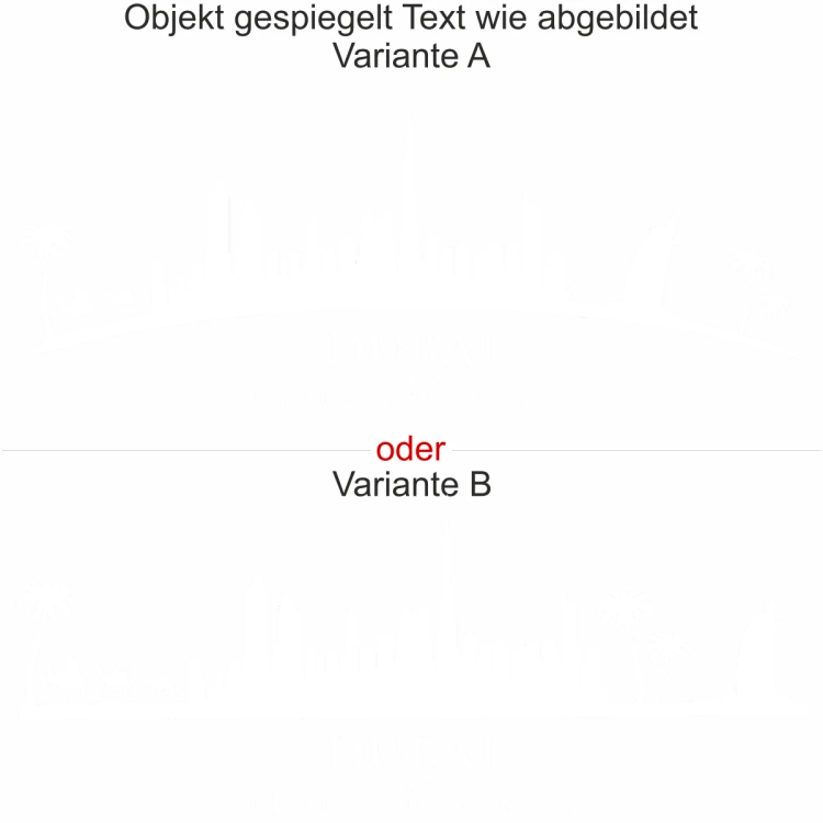 Wohnmobilsticker Skyline Dubai - Ansicht Ausrichtung mit Farbauswahl und Variante Wohnmobilsticker Skyline Dubai - Ansicht Ausrichtung mit Farbauswahl und Variante
