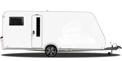Wohnmobilaufkleber Rom auf hellem Wohnwagen - Ansicht Farbauswahl