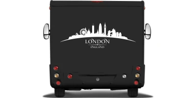 Wohnmobilaufkleber Skyline von London auf Heck von Wohnmobil oder Wohnwagen - Ansicht Farbauswahl