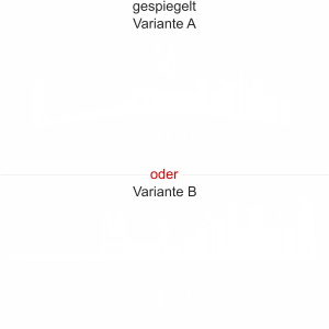 Kölner Skyline als Aufkleber für die Heckscheibe - Ansicht Ausrichtung mit Farbauswahl und Variante