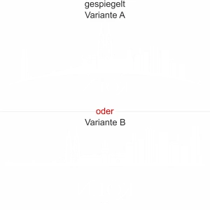 Kölner Skyline als Aufkleber für die Heckscheibe - Ansicht Ausrichtung mit Farbauswahl und Variante