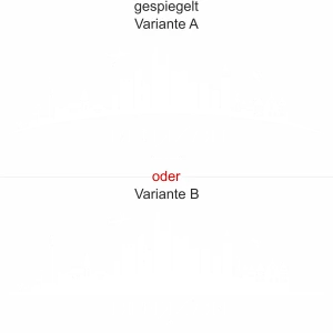 Frankfurter Skyline als Aufkleber für die Heckscheibe - Ansicht Ausrichtung mit Farbauswahl und Variante