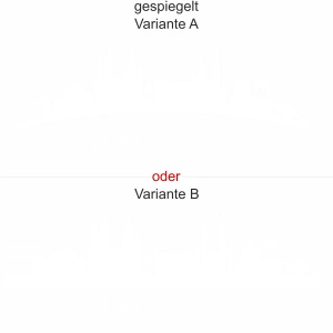 Heckscheibensticker mit Silhouette von Wiesbaden - Ansicht Ausrichtung mit Farbauswahl und Variante