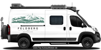 Wohnmobilaufkleber Feldberg auf hellem Campervan