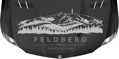 Wohnmobilaufkleber Feldberg auf dunkler Motorhaube
