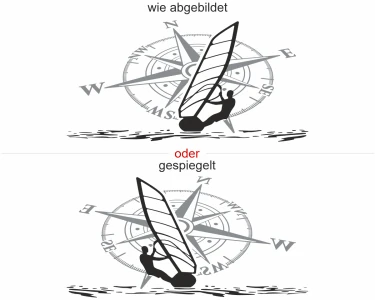 Camper Sticker Windsurfer mit Kompassrose