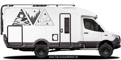 Autoaufkleber Berge Wald und Meer | Set für beide Fahrzeugseiten