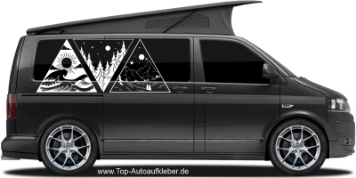 Autoaufkleber Berge Wald und Meer | Set für beide Fahrzeugseiten