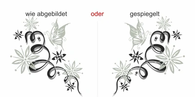 Bunter Motorhaubenaufkleber mit Ranke und Schmetterling - Ansicht Ausrichtung