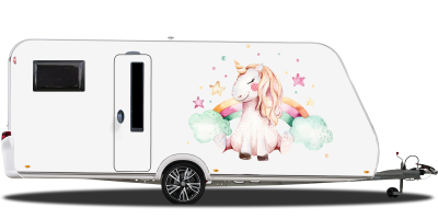Einhorn Aufkleber fürs Auto auf Heck von Wohnmobil oder Wohnwagen
