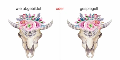 aufkleber Blumenschmuck mit Totenkopf - Ansicht Ausrichtung