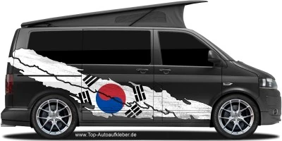Wohnmobil Aufkleber Flagge von Südkorea | Set für beide Fahrzeugseiten