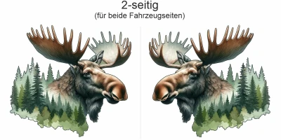 Autoaufkleber Eurasischer Elch | Set für beide Fahrzeugseiten