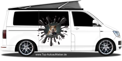 Hunde Aufkleber im Klecks mit eigenem Foto