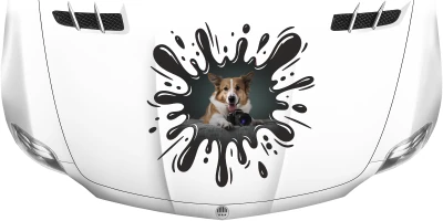 Hunde Aufkleber im Klecks mit eigenem Foto