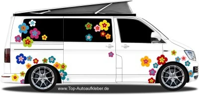 Mobile Preview: Wohnmobil Aufkleber Hippie Blumen