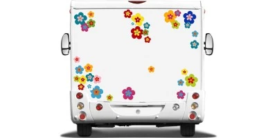 Mobile Preview: Wohnmobil Camper Aufkleber Hippie Blumen