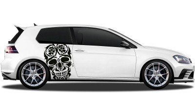 Aufkleberfür das Auto mit einem mexikanischem Totenkopf