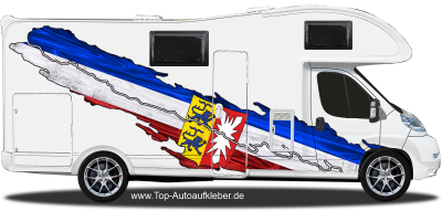 Aufkleber Flagge von Schleswig-Holstein auf Fahrzeugseite von Wohnmobil