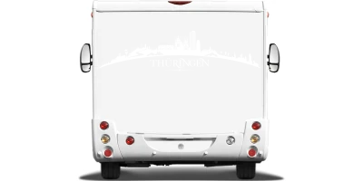 Wohnmobilaufkleber Skyline Thüringen auf hellem Wohnmobil - Ansicht Farbauswahl