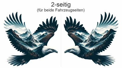 Aufkleber Alpendesign Adler - Ansicht zweiseitig für beide Fahrzeugseiten