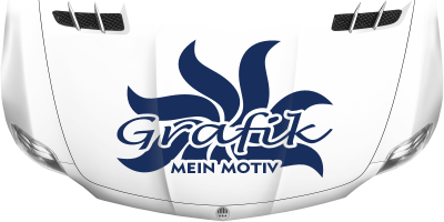 Aufkleber Eigenes Motiv einfarbig auf heller Motorhaube