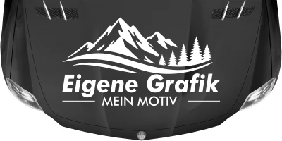 Aufkleber Eigenes Motiv einfarbig auf dunkler Motorhaube - Ansicht Farbauswahl
