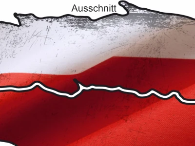 Die Polnische Flagge zum Aufkleben - Ansicht Ausschnitt