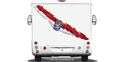 Die Hessische Flagge zum Aufkleben auf dem Heck