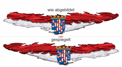 Die Hessische Flagge zum Aufkleben - Ansicht Ausrichtung