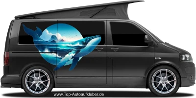 Aufkleber Meerdesign Wal auf dunklem Camper