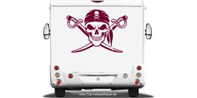 Aufkleber Totenkopf mit gekreuzten Schwertern