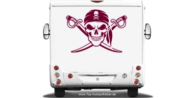 Aufkleber Totenkopf mit gekreuzten Schwertern