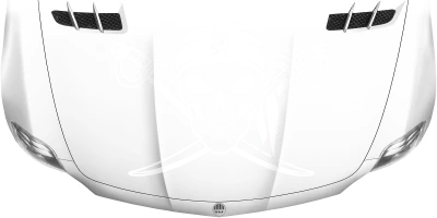 Aufkleber Totenkopf mit gekreuzten Schwertern auf heller Motorhaube - Farbauswahl