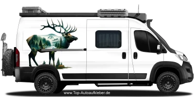 Aufkleber Walddesign Hirsch auf Camper