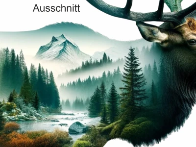 Aufkleber Walddesign Hirsch - Ansicht Ausschnitt