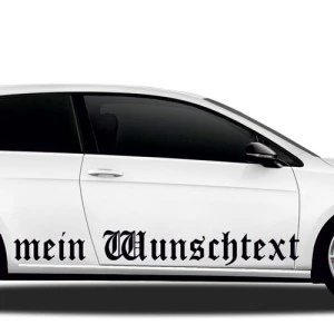 Aufkleber Wunschtext 16 | Set für beide Fahrzeugseiten