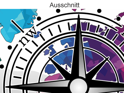 Aufkleberset Bunte Weltkarte mit Kompass - Ansicht Ausschnitt
