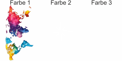 Aufkleberset Bunte Weltkarte mit Kompass - Ansicht Farbauswahl