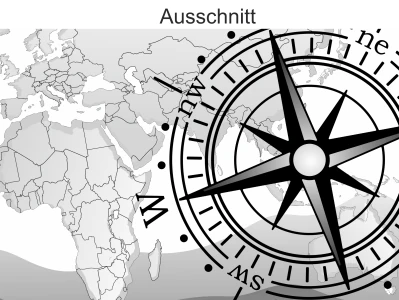 Aufkleberset Weltkarte mit Windrose - Ansicht Ausschnitt