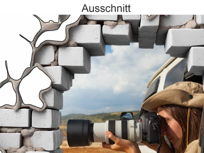Auto Aufkleber Loch in der Mauer mit Eigenem Foto - Ansicht Ausschnitt