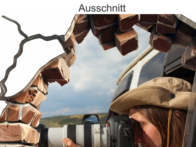 Auto Aufkleber Loch in der Steinwand mit Eigenem Foto - Ansicht Ausschnitt