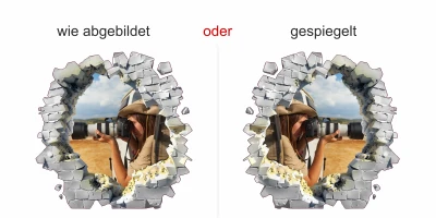 Aufkleber Loch in der Wand mit Eigenem Foto - Ansicht Ausrichtung