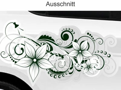 Autoaufkleber Blumenornamen - Ansicht Ausschnitt und Farbauswahl