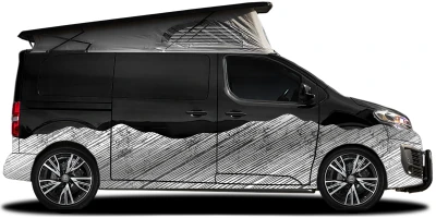 Autoaufkleber Bergwelt Schraffur | Set für beide Fahrzeugseiten