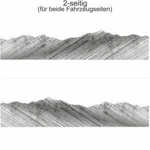 Autoaufkleber Bergwelt Schraffur | Set für beide Fahrzeugseiten