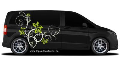 Autoaufkleber Blumenornament auf dunklem Camper